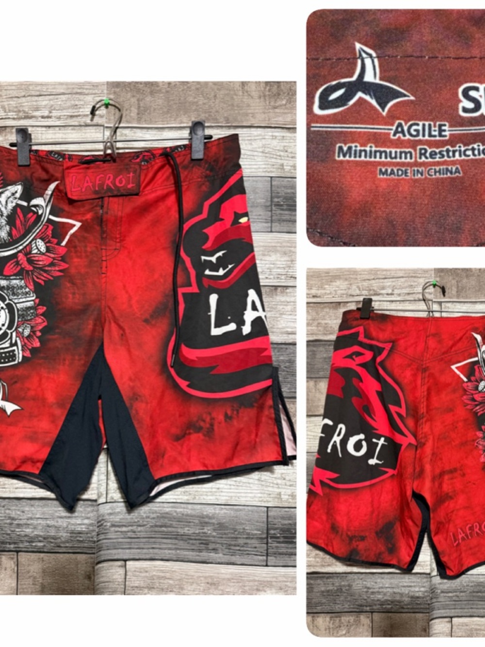 Lafroi Agile MMA Cross Training Boxing Muay Thai Shorts Men’s S Red (Inseam 9.5)